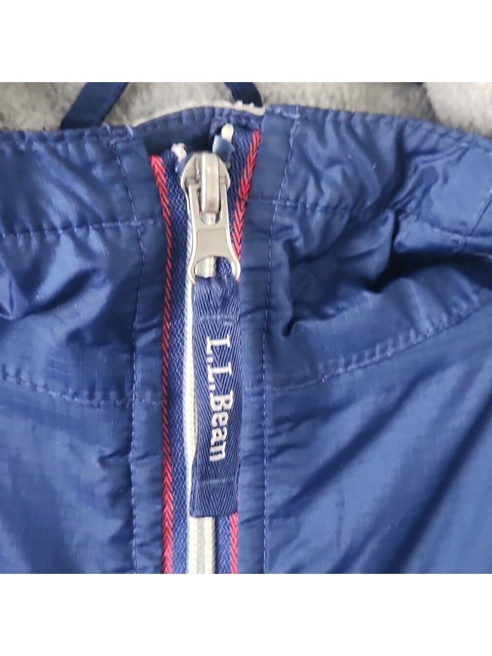 LL BEAN | Windbreaker jacket fleece lined navy girls sz 10 - Picture 5 of 8